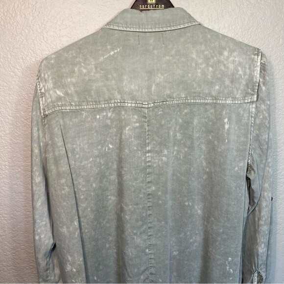 Molly Isadora Shirt Women 1X Sage Button Down Lyocell Distressed Casual Travel - Picture 4 of 11